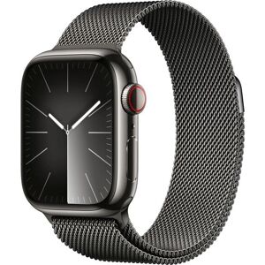 Apple Smartwatch »Series 9, GPS + Cellular, Edelstahl-Gehäuse mit Milanaise... Graphit Größe