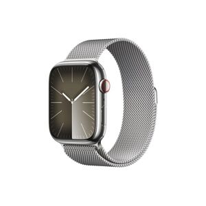 Apple Smartwatch »Series 9, GPS + Cellular, Edelstahl-Gehäuse mit Milanaise... Silberfarben Größe