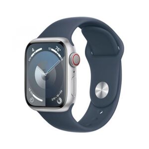 Apple Watch Series 9 (silber/dunkelblau, Aluminium, 41 mm, Sportarmband, Cellular)