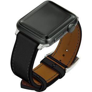 Noreve Lederarmband für Apple Watch Negre poudro Uhrengehäuse - 49 mm Titaneinsätze + silberne Dornschliesse