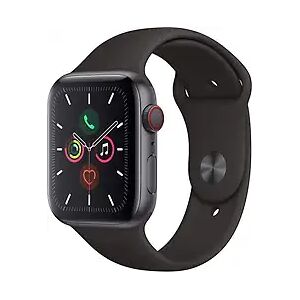 Apple Watch Series 5 44 mm Aluminiumgehäuse space grau am Sportarmband schwarz [Wi-Fi + Cellular]