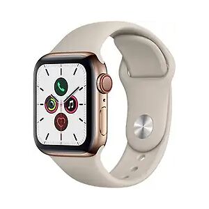 Apple Watch Series 5 40 mm Edelstahlgehäuse gold am Sportarmband stein [Wi-Fi + Cellular]