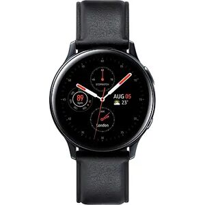 Samsung Galaxy Watch Active2 40 mm Edelstahlgehäuse schwarz am Lederarmband black [Wi-Fi + 4G]