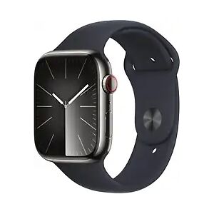 Apple Watch Series 9 45 mm Edelstahlgehäuse graphit am Sportarmband S/M mitternacht [Wi-Fi + Cellular]