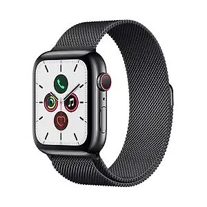 Apple Watch Series 5 44 mm Edelstahlgehäuse space schwarz am Milanaise Armband space schwarz [Wi-Fi + Cellular]