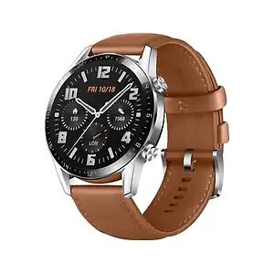 Huawei Watch GT 2 46 mm silber am Lederarmband pepple brown