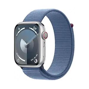 Apple Watch Series 9 45 mm Aluminiumgehäuse silber am Sport Loop winterblau [Wi-Fi + Cellular]A1