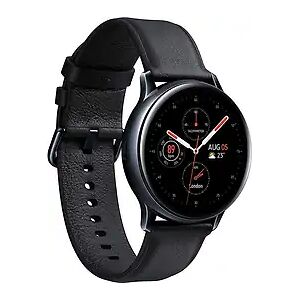 Samsung Galaxy Watch Active2 44 mm Edelstahlgehäuse schwarz am Lederarmband black [Wi-Fi + 4G]A1