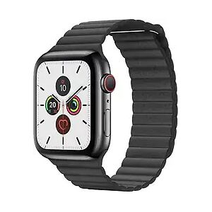 Apple Watch Series 5 44 mm Edelstahlgehäuse space schwarz am Lederarmband mit Schlaufe Large schwarz [Wi-Fi + Cellular]