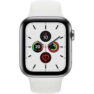 Apple Watch Series 5 (2019)   44 mm   Edelstahl   GPS + Cellular   silber   Sportarmband weiß