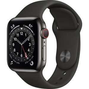 Apple Watch Series 6 Edelstahl 40 mm (2020)   graphit   Sportarmband schwarz