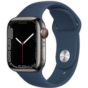 Apple Watch Series 7 Edelstahl 41 mm (2021)   GPS   graphit   Sportarmband dunkelblau