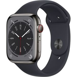 Apple Watch Series 8 Edelstahl 45 mm (2022)   GPS + Cellular   graphit   Sportarmband Mitternacht