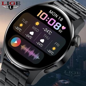 Lige Neue Bluetooth Anruf Smart Uhr Männer Full Touch Sport Fitness Uhren Wasserdicht Herzfrequenz Stahl Band Smartwatch Android Ios