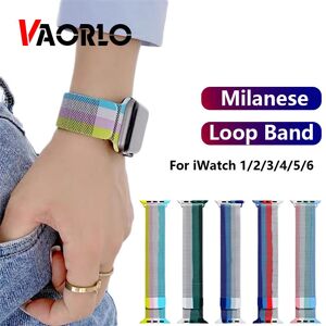 Vaorlo Metallarmband Für Apple Watch Band 44 Mm 40 Mm Iwatch Serie 42 Mm 38 Mm Edelstahlarmband Magnetschlaufe Apple Watch 3 4 5 6 Se