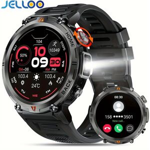 Jelloo Smart Watch With Flashlight, 1.45 Inch Touch Screen Smartwatch (answer/make Calls) For Men Fitness Watch Compatible With Android/iphon// Ios