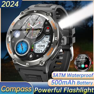 1pc Smart Watch With Hd Touch Screen, Outdoor Strong Light Flashlight, And Compass, Outdoor Wireless Calling Sports Bracelet, 500mah Battery, Rugged Fitness