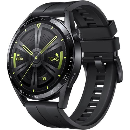 Huawei Watch Gt 3 [Inkl. Silikonarmband Schwarz] 46mm Edelstahlgehäuse Schwarz