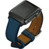 Noreve Lederarmband für Apple Watch Blu mediterran Uhrengehäuse - Einlagen 42 / 44 / 45 mm schwarz + silberne Dornschliesse