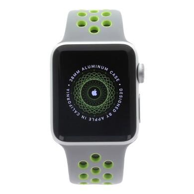 Apple Watch Series 2 Aluminiumgehäuse silber 38mm mit Nike+ Sportarmband silber/volt aluminium silber