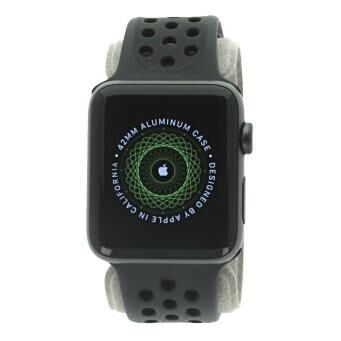 Apple Watch Series 2 Aluminiumgehäuse dunkelgrau 42mm mit Nike+ Sportarmband schwarz aluminium dunkelgrau