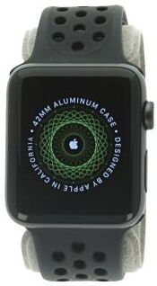 Apple Watch Series 2 Aluminiumgehäuse dunkelgrau 42mm mit Nike+ Sportarmband schwarz aluminium dunkelgrau