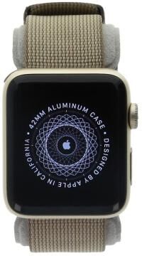 Apple Watch Series 2 Aluminiumgehäuse gold 42mm mit Nylon-Armband kaffeebraun/karamelbraun aluminium gold