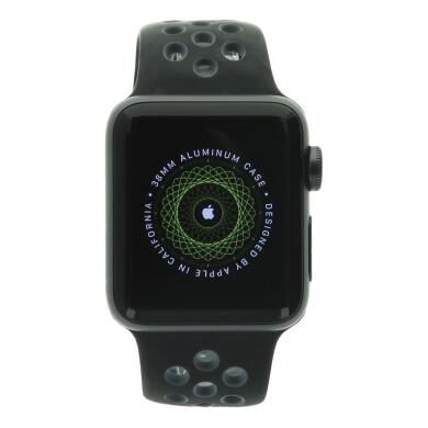 Apple Watch Series 2 Aluminiumgehäuse dunkelgrau 38mm mit Nike+ Sportarmband schwarz/grau aluminium dunkelgrau