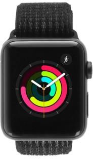 Apple Watch Series 3 Aluminiumgehäuse spacegrau 42mm mit Nike+ Sport Loop schwarz/platinum-grau (GPS + Cellular) aluminium spacegrau