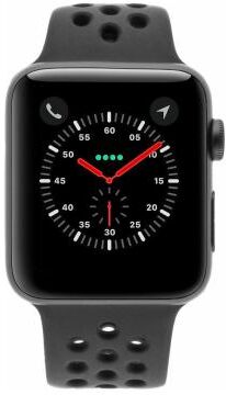 Apple Watch Series 3 Aluminiumgehäuse grau 42mm mit Nike Sportarmband anthrazit / schwarz (GPS + Cellular) aluminium grau