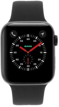 Apple Watch Series 4 Edelstahlgehäuse schwarz 44mm mit Sportarmband schwarz (GPS + Cellular) edelstahl spaceschwarz