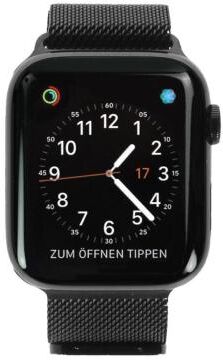 Apple Watch Series 4 Edelstahl schwarz 44mm mit Milanaise-Armband schwarz (GPS + Cellular) edelstahl spaceschwarz