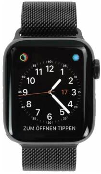 Apple Watch Series 4 Edelstahlgehäuse schwarz 40mm mit Milanaise-Armband schwarz (GPS+Cellular) edelstahl spaceschwarz