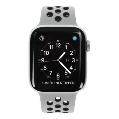 Apple Watch Series 4 Nike+ Aluminiumgehäuse silber 44mm mit Sportarmband platinum/schwarz (GPS) aluminium silber