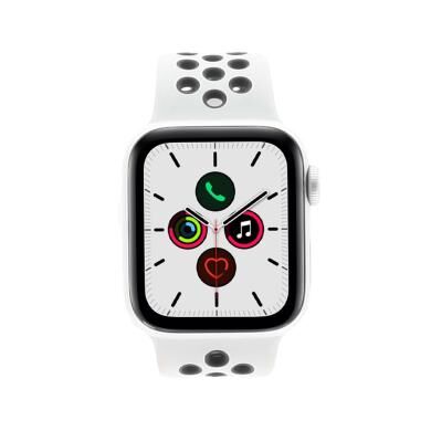 Apple Watch Series 5 Nike+ Aluminiumgehäuse silber 40mm mit Sportarmband platinum/schwarz (GPS + Cellular) silber