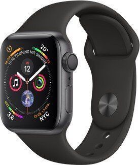 Apple Wie neu: Apple Watch Series 4   40 mm   Aluminium   GPS   grau   Sportarmband schwarz