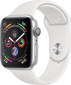 Apple Wie neu: Apple Watch Series 4   44 mm   Aluminium   GPS   silber   Sportarmband weiß