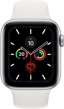 Apple Wie neu: Apple Watch Series 5   44 mm   Aluminium   GPS   silber   Sportarmband weiß