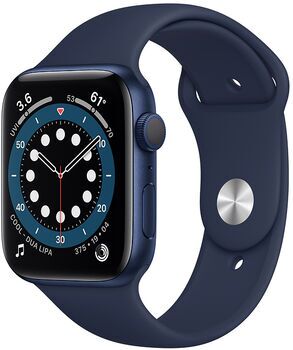 Apple Wie neu: Apple Watch Series 6 Aluminium 44mm   GPS   blau   Sportarmband Dunkelmarine