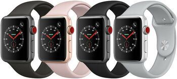Apple Wie neu: Apple Watch Series 3   38 mm   Aluminium   GPS   grau   Sportarmband schwarz