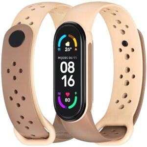 For Xiaomi Mi Band 5/6/7 Mijobs Two-color TPU Silicone Watch Band(Apricot+Khaki)