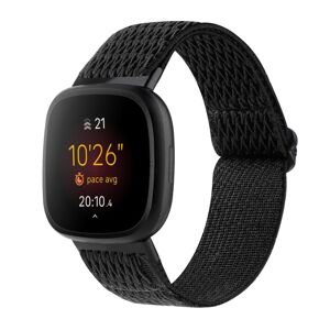 My Store For Fitbit Versa 4 / Sense 2 Universal Wave Nylon Watch Band(Black)