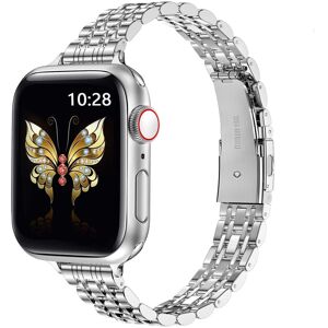 My Store For Apple Watch SE 2023 40mm Slim Seven Bead Slingshot Buckle Metal Watch Band(Silver)