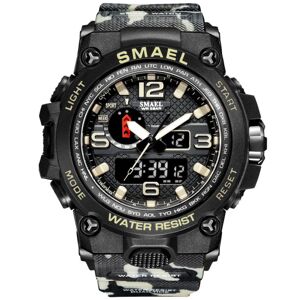 SMAEL 1545D Time Men Anti-Falling Night Light Alarm Vandtæt Sports Watch (Camouflage Khaki)