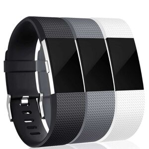 INF Fitbit Charge 2 armbånd silikone 3-pak Sort/Blå/Lilla (S) - Hurtige leveringer Sort/grå/hvid