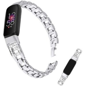 Generic Fitbit Luxe G-shape rhinestone alloy watch strap - Silver