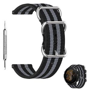 Generic Breathable canvas adjustable watch strap for Suunto watch - Black / Grey