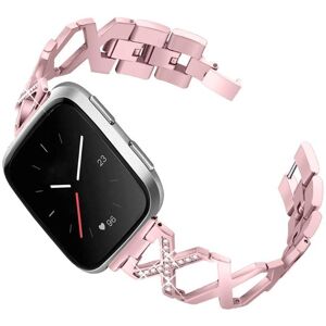 Generic Fitbit Versa 2 / Versa Lite rhinestone luxury style stainless steel watch strap - Rose Pink