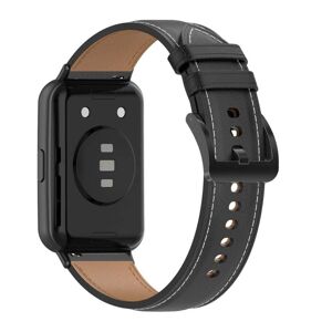 Generic Huawei Watch Fit 2 genuine leather watch strap - Black