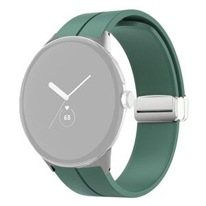 Generic Google Pixel Watch silicone watch strap - Silver Buckle / Army Green